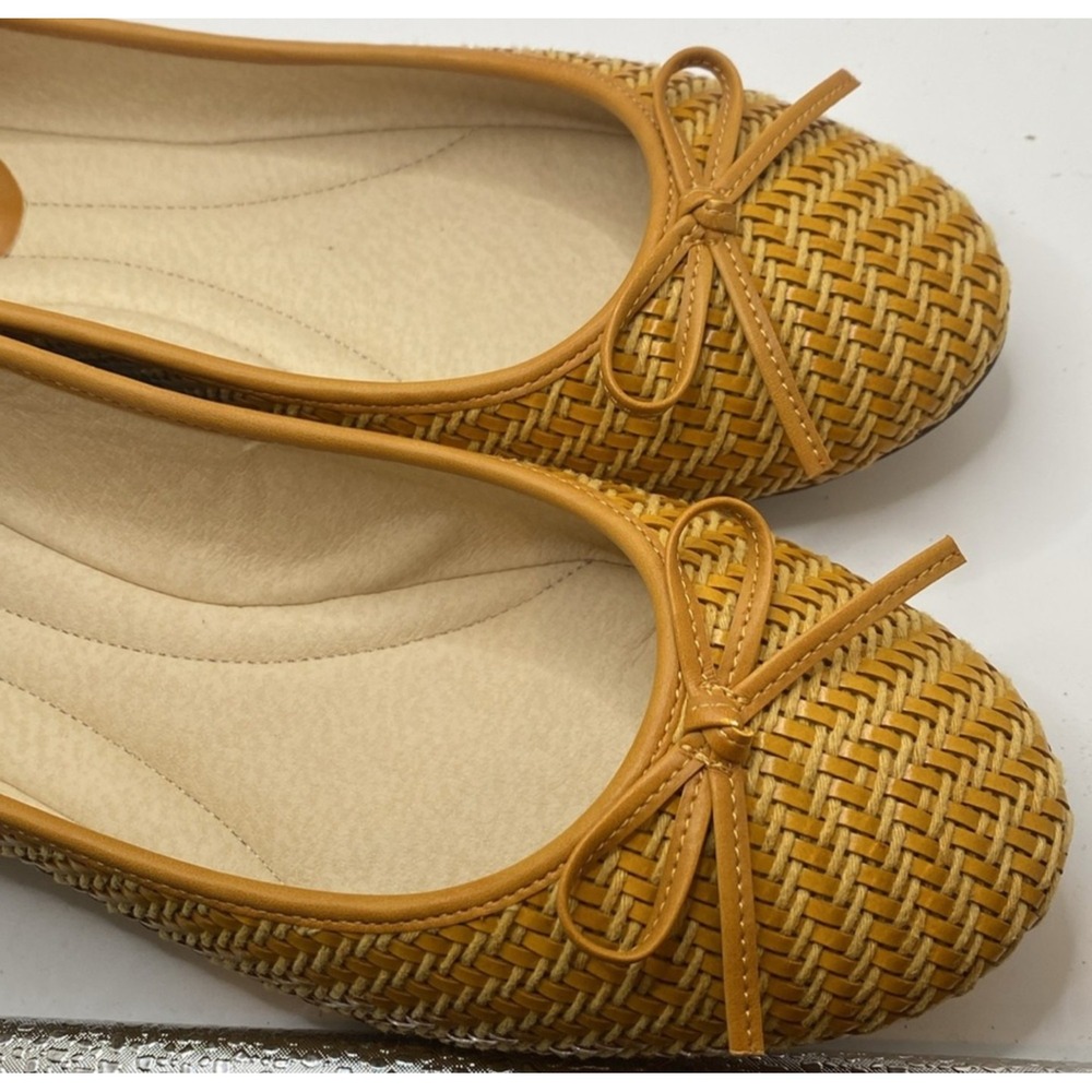 Kelly & Kate Yellow Maya Woven Ballet Flats Shoes Women's 8 Bow Boho Coastal
